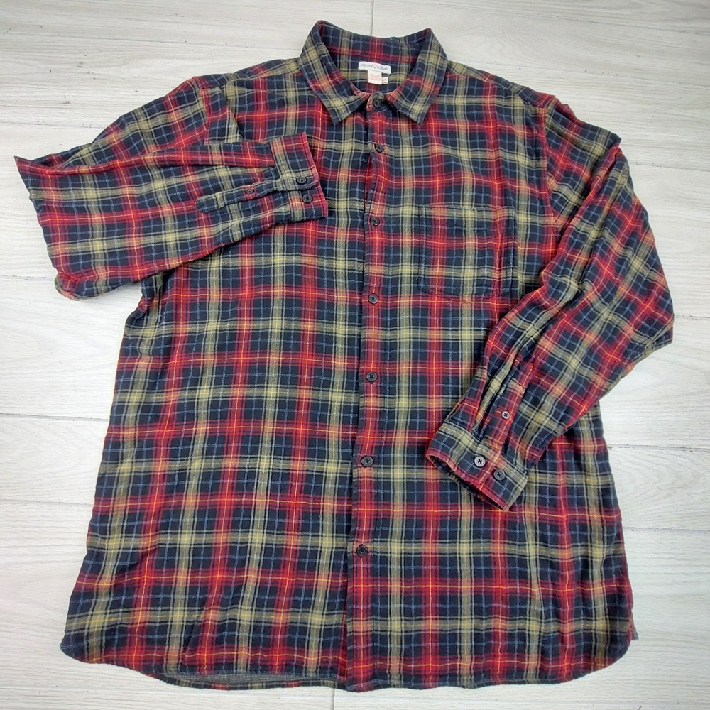Carbon2Cobalt Mens Flannel Shirt XL Tall Plaid 100% Cotton Holiday Lumberjack - Picture 2 of 6